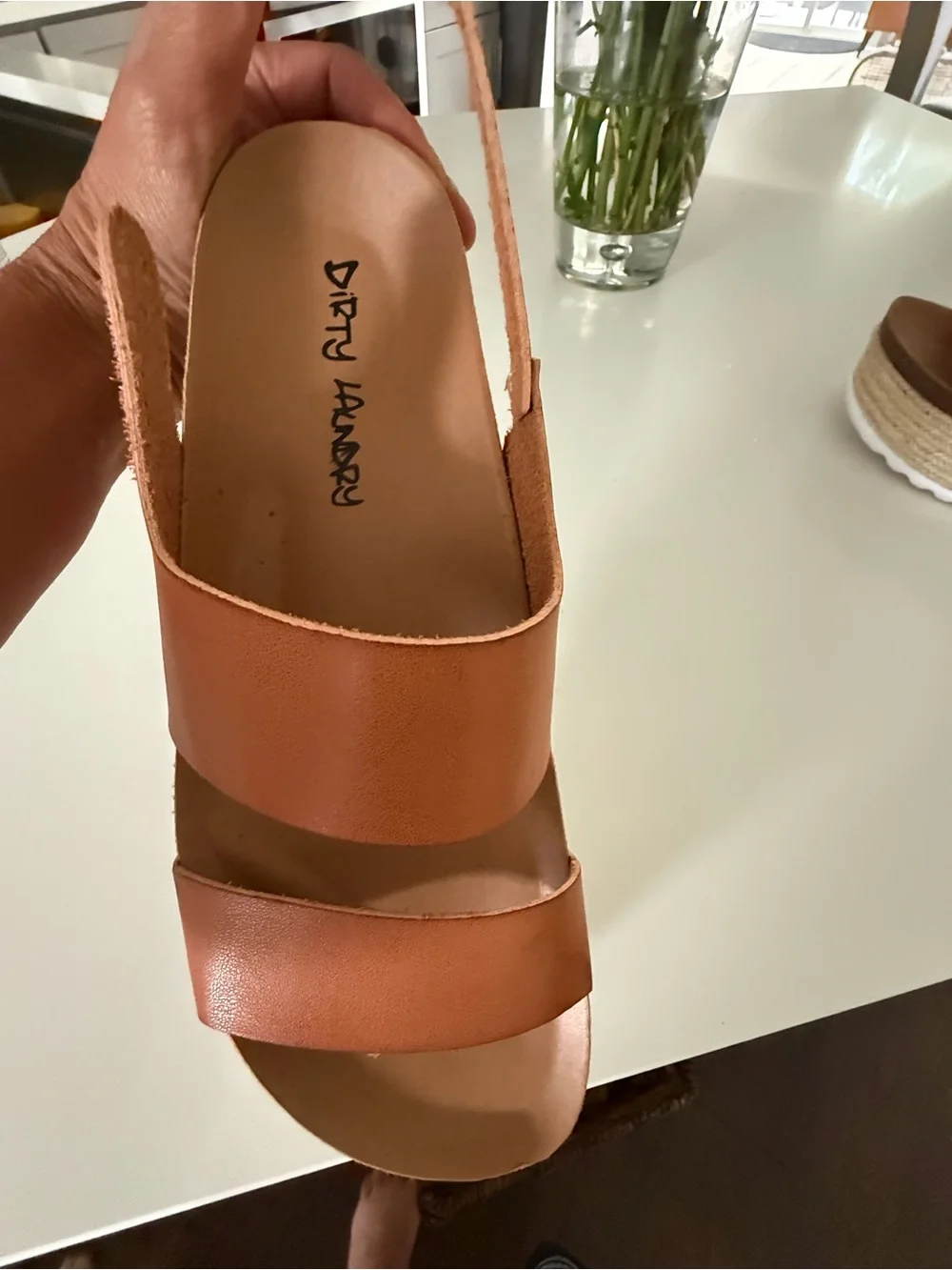 Dirty Laundry Tan Leather-Look Espadrille Platform Sandals
